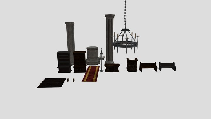Gothic Architecture Inspired Props 3D Model