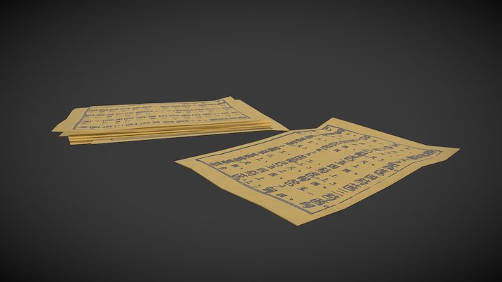 Tang Yellow Hard Paper & Gongche Notation 3D Model