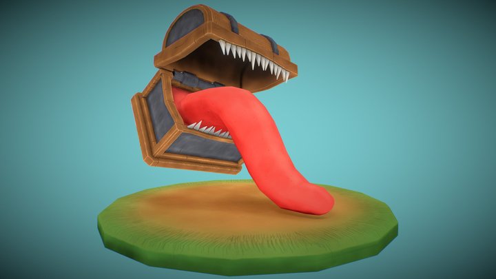 Mimic Chest - Texture Painted - Low-poly 3D Model