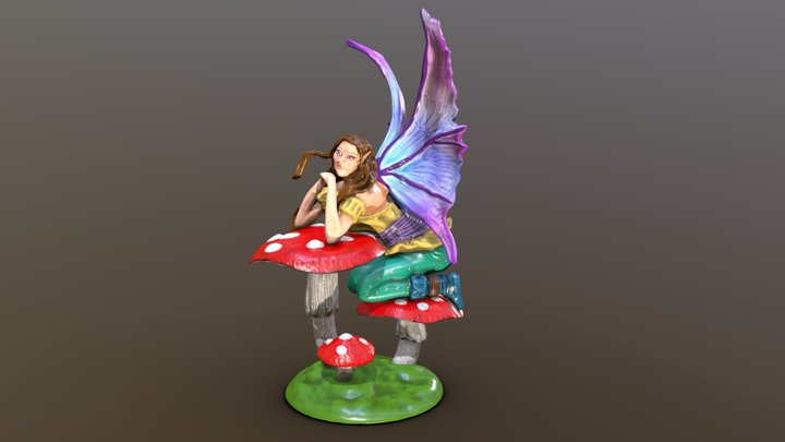 Fairy Sitting on Mushrooms 3D Model