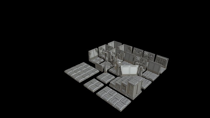 Space Ships 3 - Core Set - Tile Array 3D Model