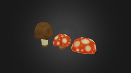 Low Poly Mushrooms 3D Model