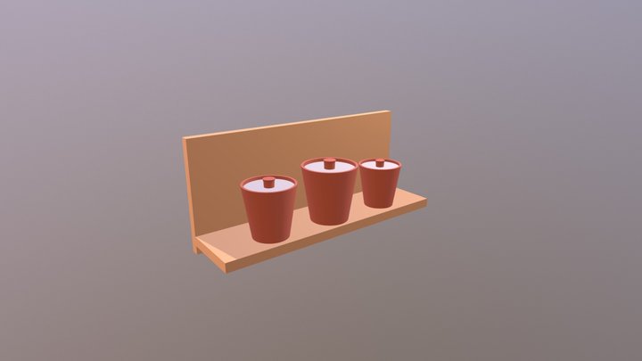 Jars On Shelf 3D Model
