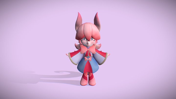 Pink Dragon Chibi Character A pose 3D Model