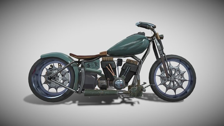 Custom Vintage Bobber Motorcycle 3D Model