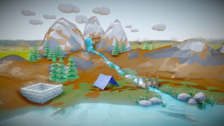 Low-poly Lake Scene – Modèle 3D gratuit STL