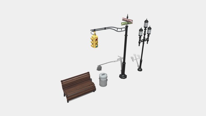 1940's Art Deco style Street Props 3D Model