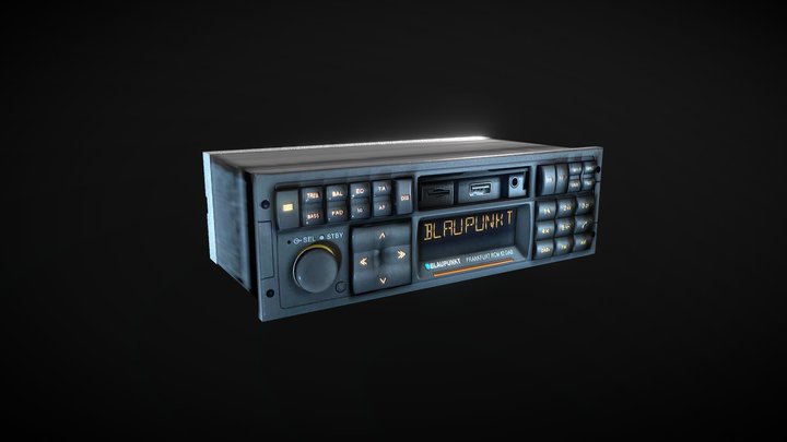 VINTAGE CAR STEREO 1DIN LOW POLY 3D Model