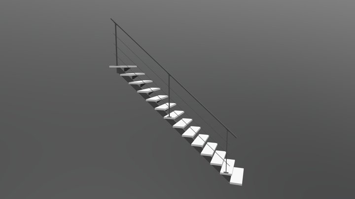 Staircase wood & metal 3D Model