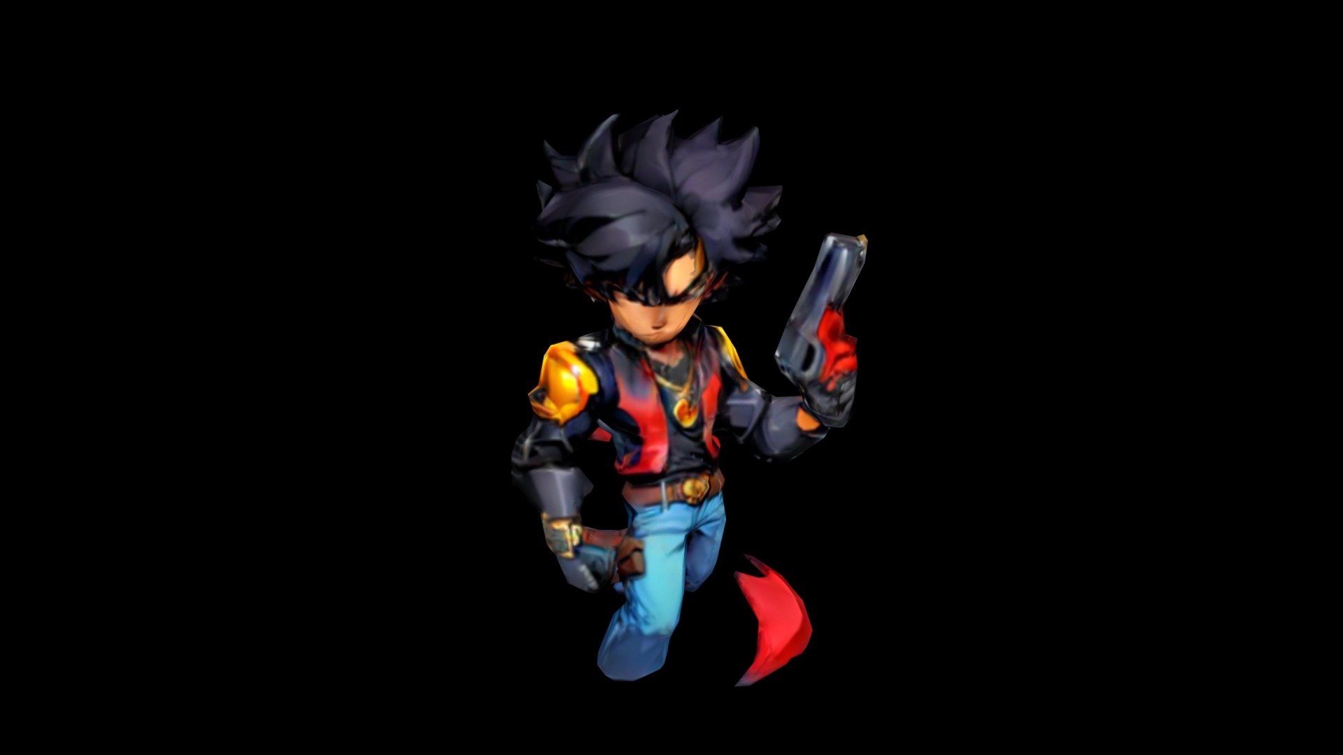 "An angry young man with spiky black hair and a - Download Free 3D ...