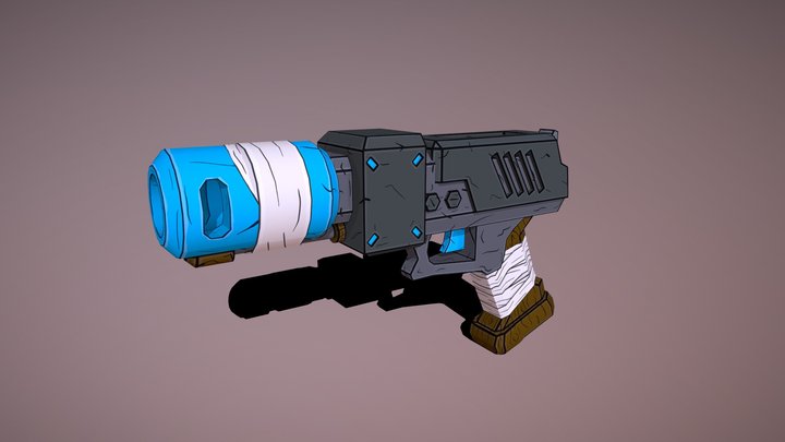 Hand-Painted Pistol 3D Model