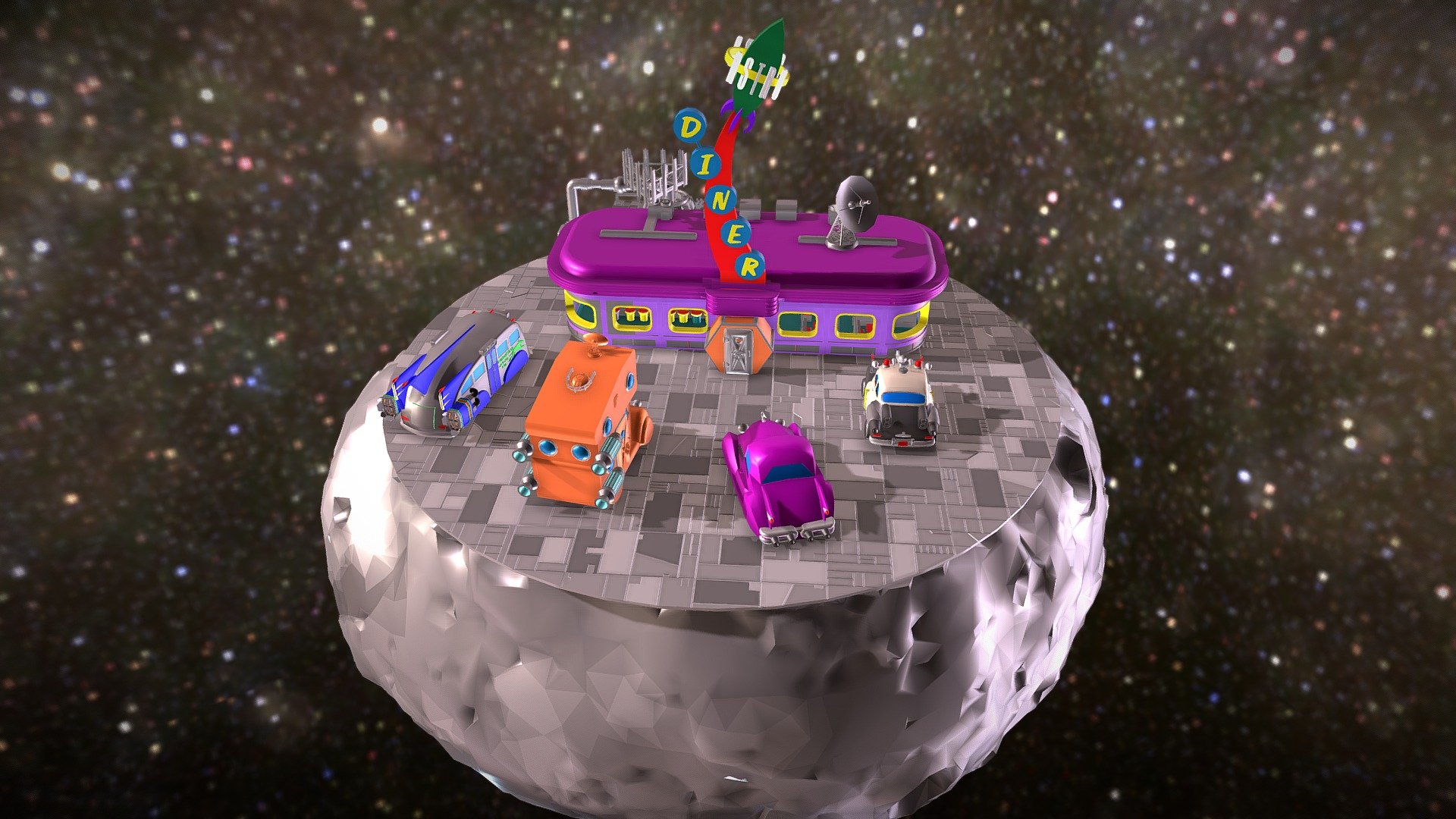 Asteroid Diner — Sketchfab embed 3D viewer
