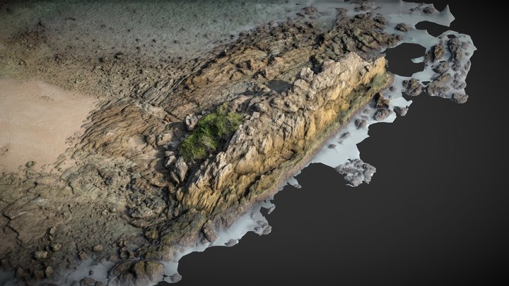 Rock, reef, small island and beach – Gratis 3D-model STL