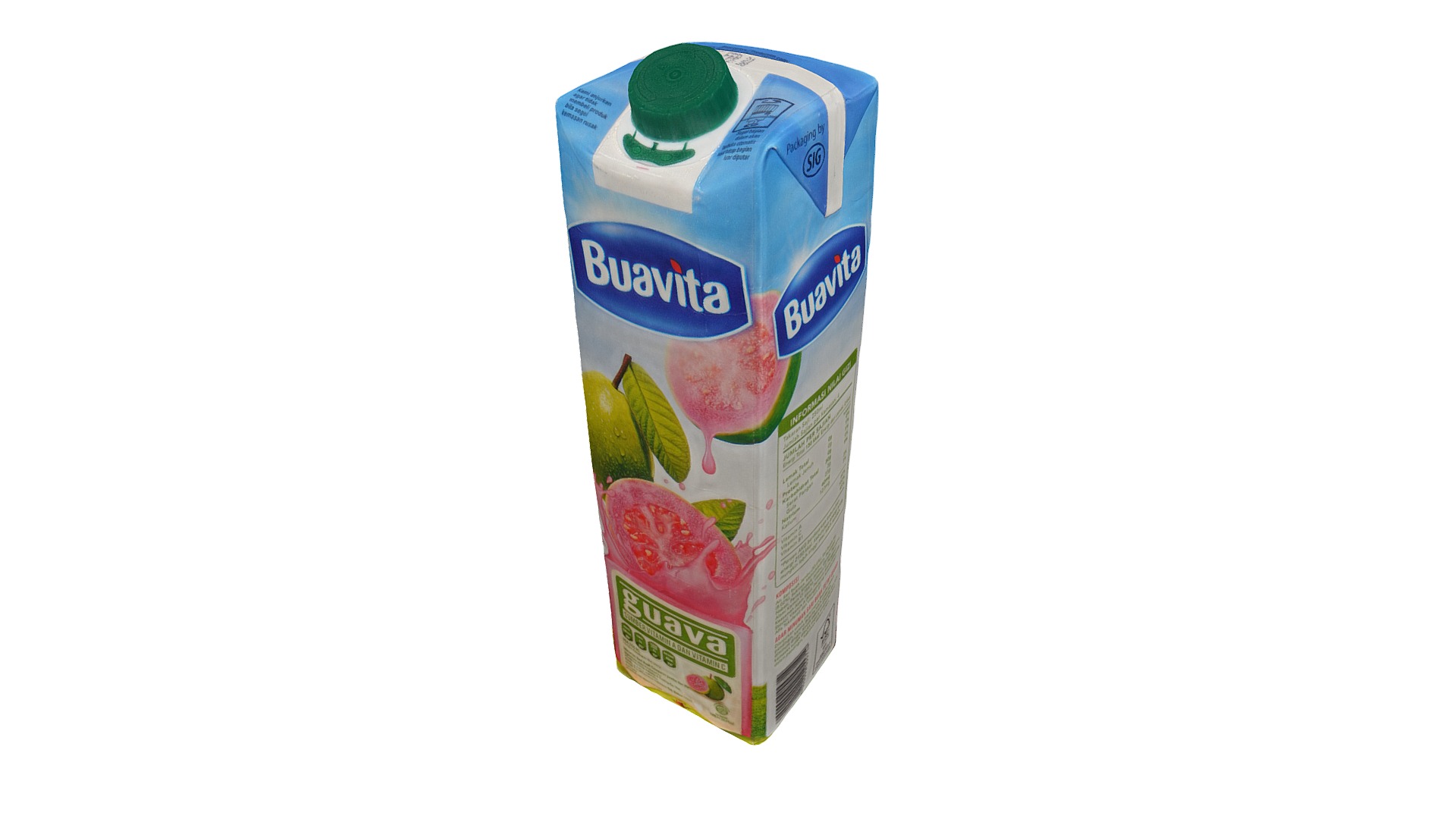3D model Buavita Guava Juice 1000ml - This is a 3D model of the Buavita Guava Juice 1000ml. The 3D model is about text, calendar.