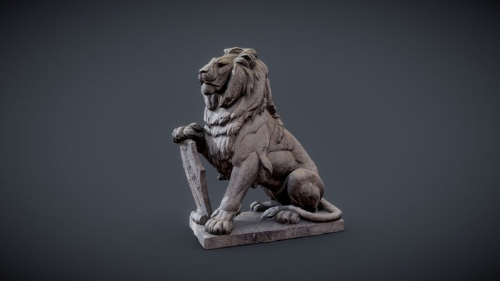 Lion Sculpture, processed 3D Model