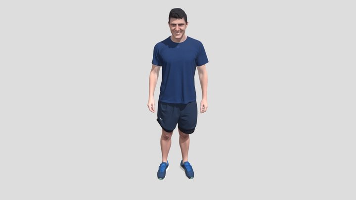 Blue-Clad Man in Athletic Wear 3D Model