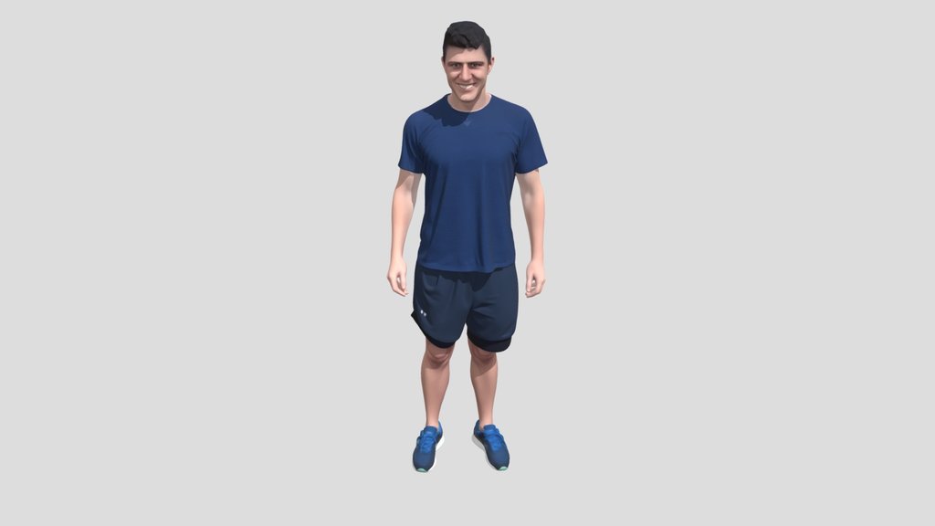 Blue-Clad Man in Athletic Wear