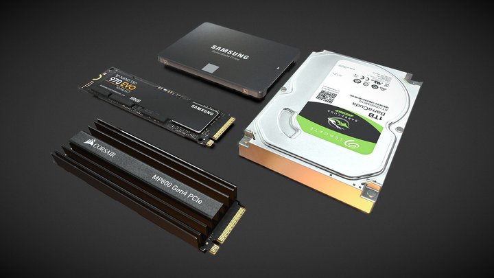 Storage (SSD, HDD, M.2) 3D Model