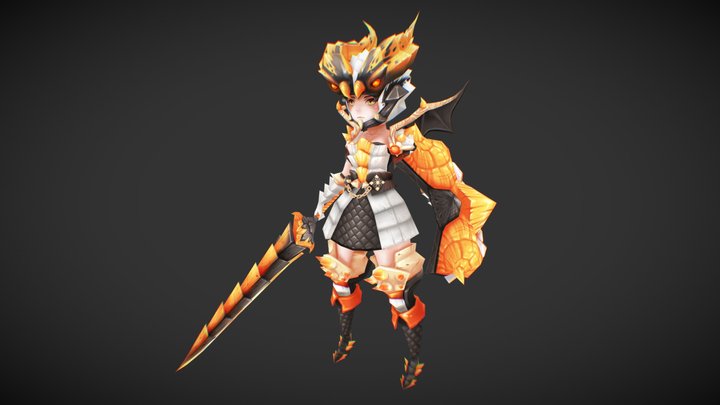 Spark Dragon Girl 3D Model