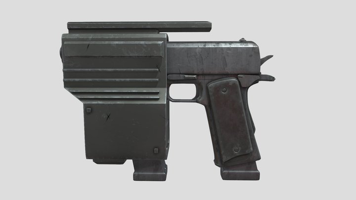 Colt 1911 with scifi rail system 3D Model