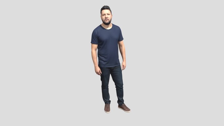 Casual Man In Navy T-shirt And Jeans – Modello 3D gratuito STL