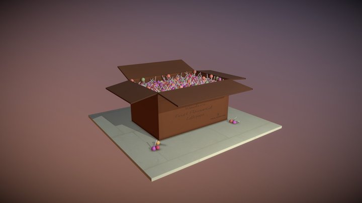Box Of Lollipops (3D Diorama) 3D Model