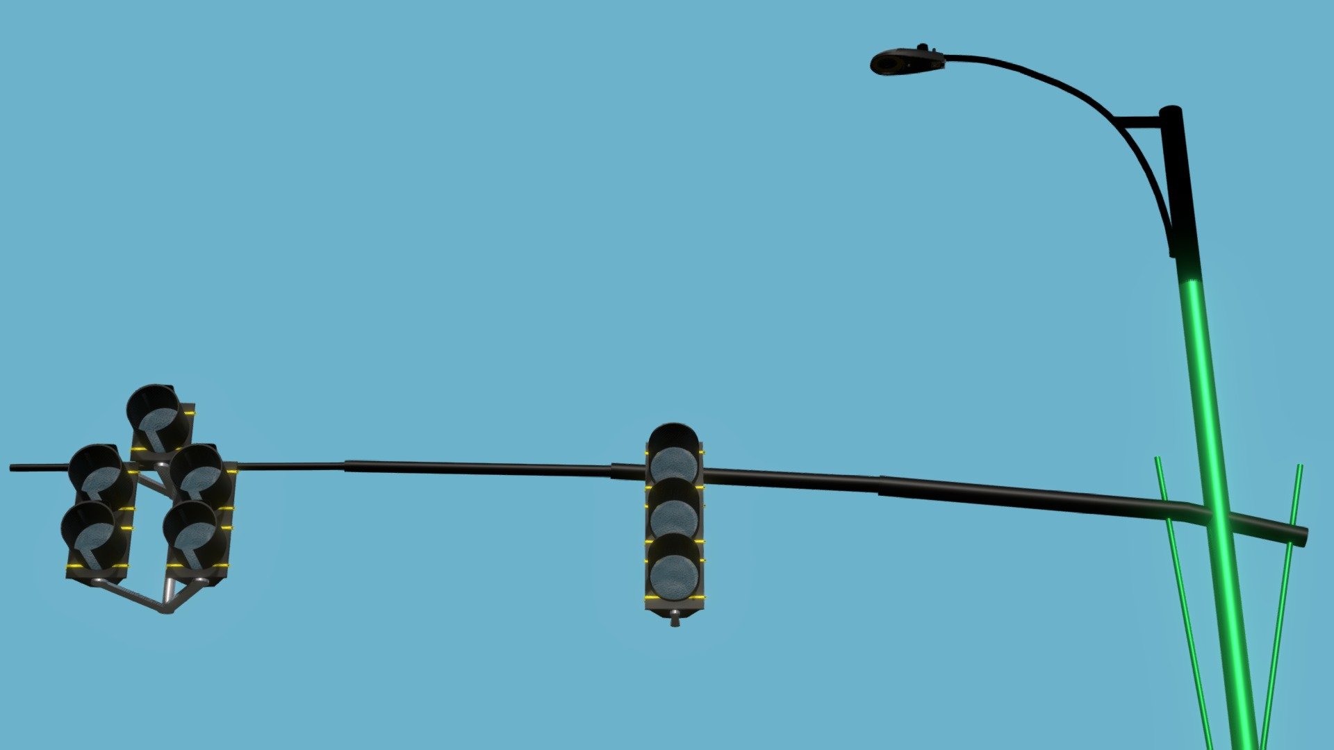 Average Modern Traffic Signal With Autobahn Atbs - Download Free 3D ...