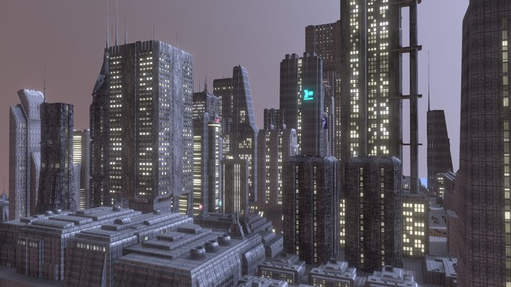 Cyberpunk City Scene - Blender 3D Model