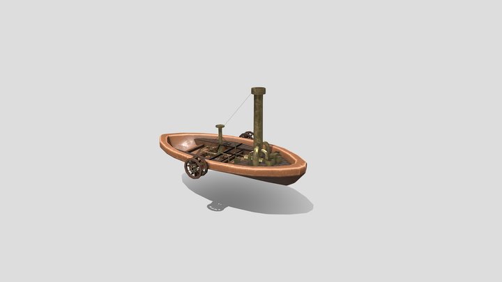 Invention paddle wheel boat 3D Model
