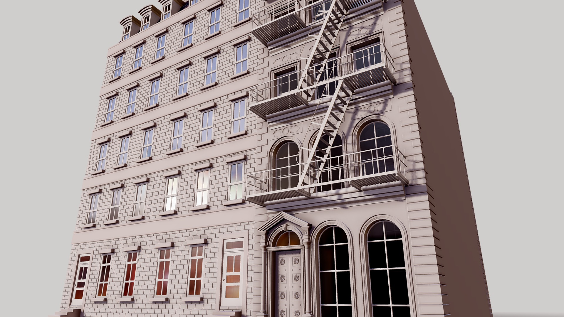 3D model Commercial Building Facade 01 - This is a 3D model of the Commercial Building Facade 01. The 3D model is about a tall building with a balcony.