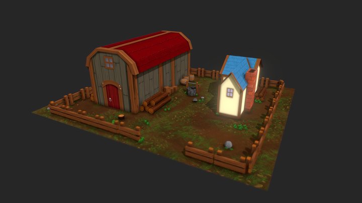 Farmhouse Diorama 3D Model