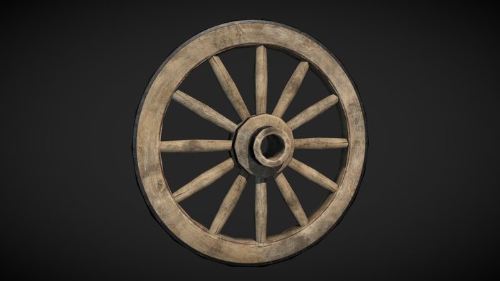 Wooden Wheel lowpoly 3D Model