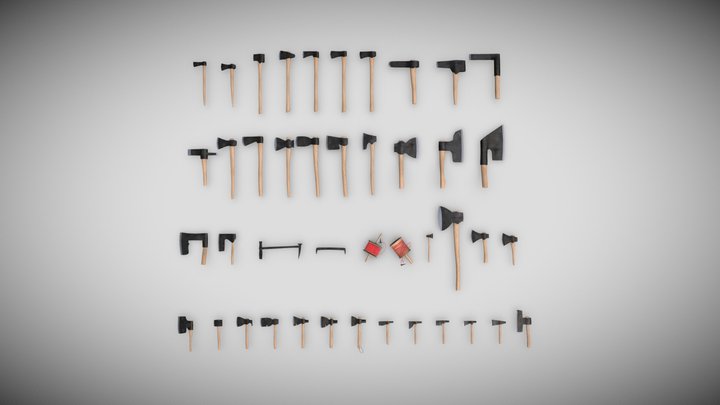 Axes and Hatchets Museum Pack 3D Model