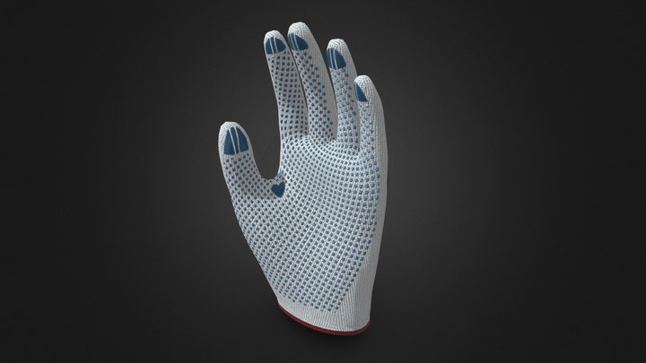 White PVC work gloves (low-poly) 3D Model