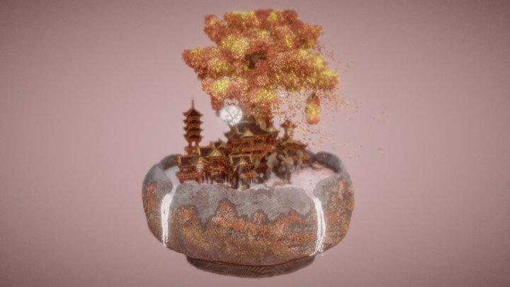 Autumn Wind of the Red Leaf Maple 3D Model
