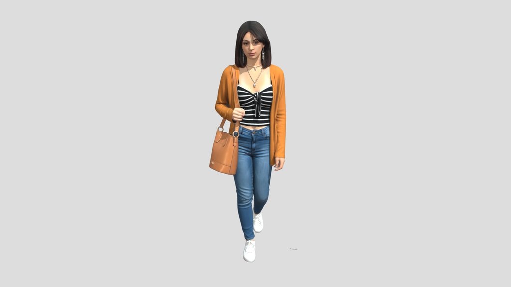 Casual Chic Striped Crop Top with Camel Cardigan