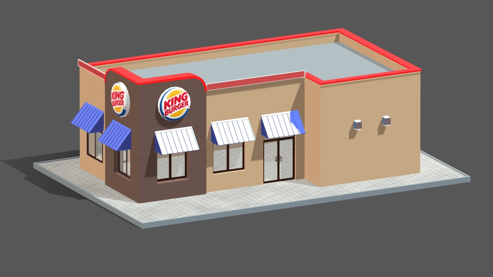 Burger King Restaurant 01 Low Poly PBR - Buy Royalty Free 3D model by ...