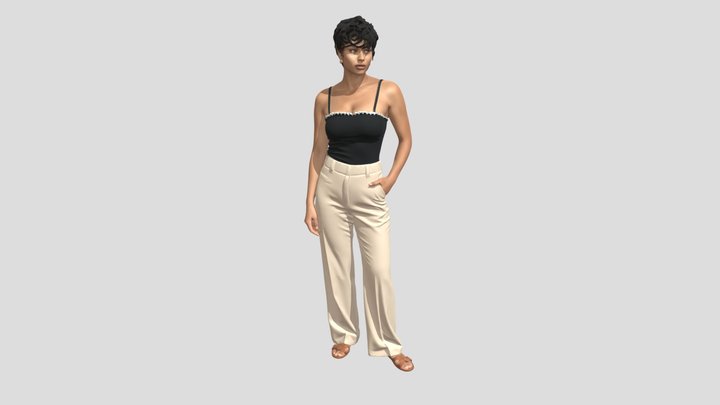 Effortless Beige-Chic Ensemble 3D Model