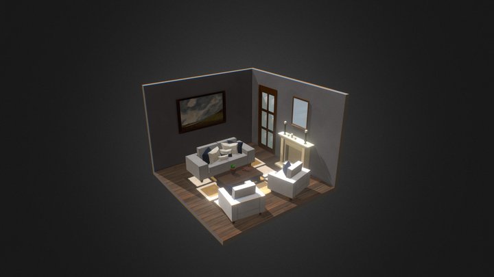 Low Poly Living Room 3D Model