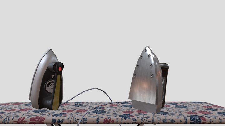 Old soviet iron with ironing board 3D Model