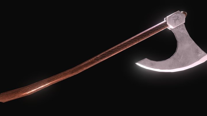 Low Poly Vikings Axe 3D Model