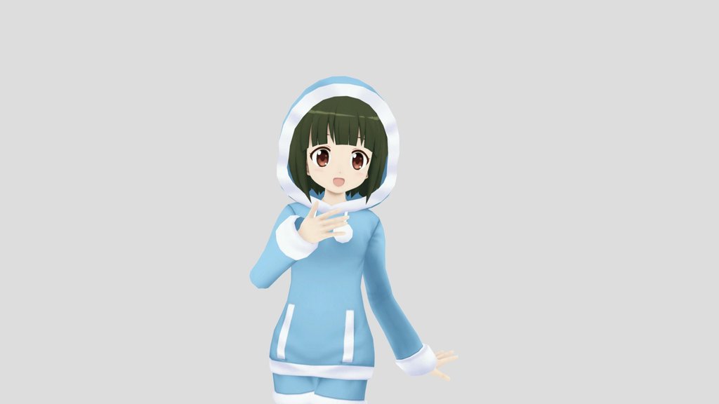 Anime girl pose wearing bed cloths