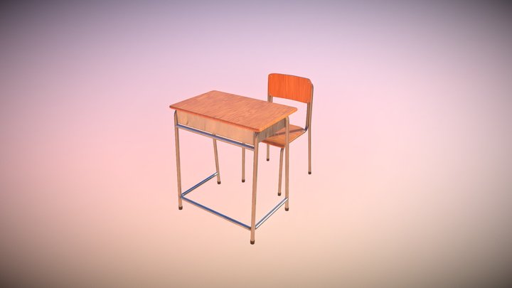 学校の机と椅子 3D Model
