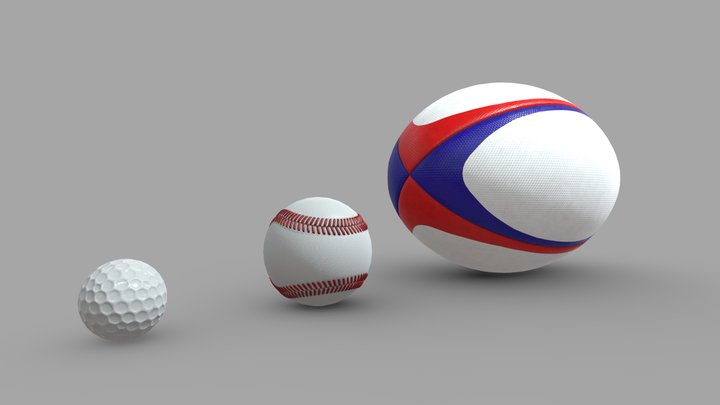 Pack of golf, baseball and rugby balls – Free 3D Model STL