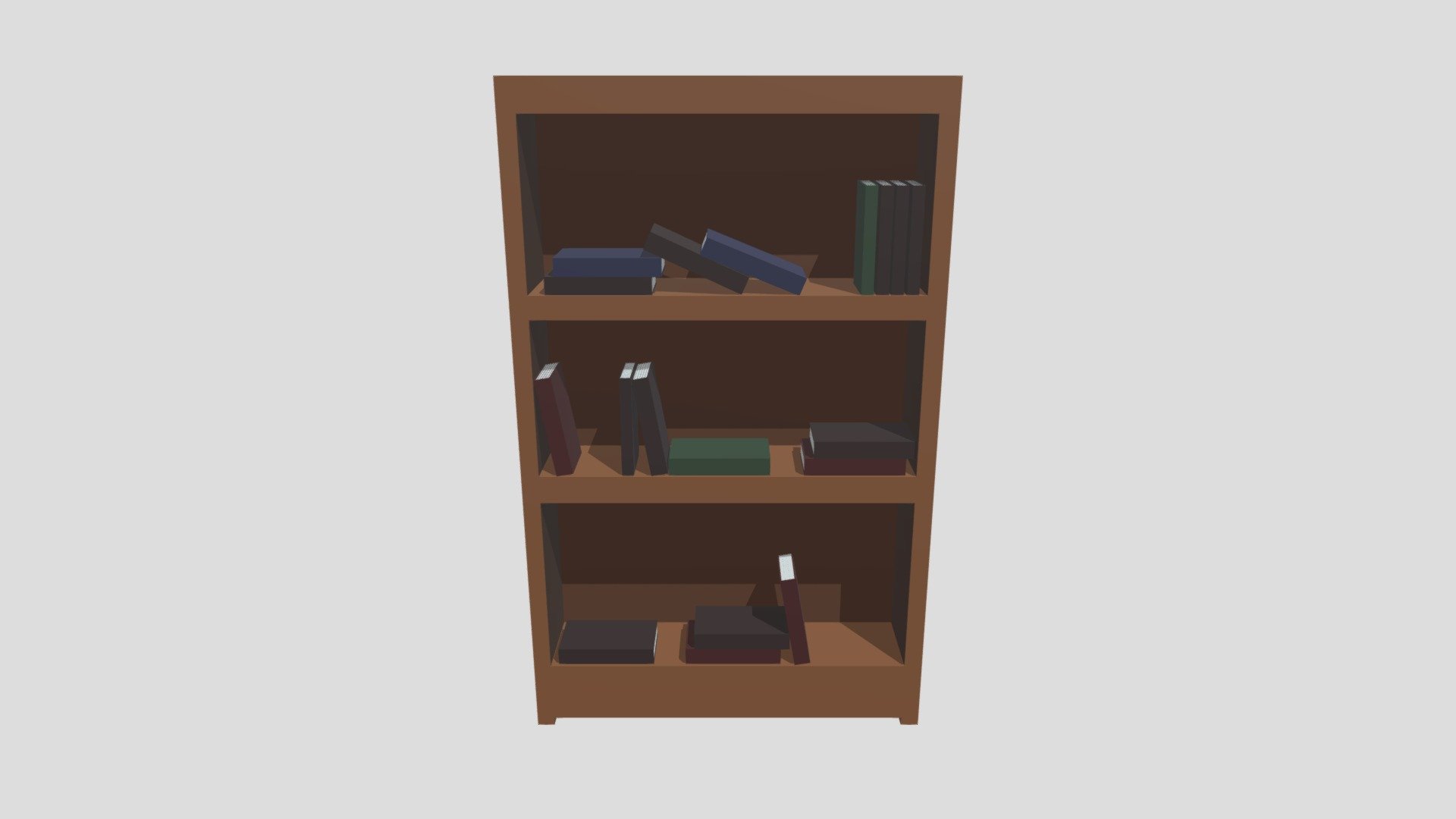 low poly bookshelf (coloured base) 3D model by Saint.Orin [be1304f] Sketchfab