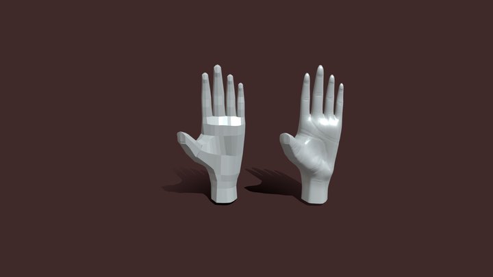 Low Poly & High Poly Hand 3D Model