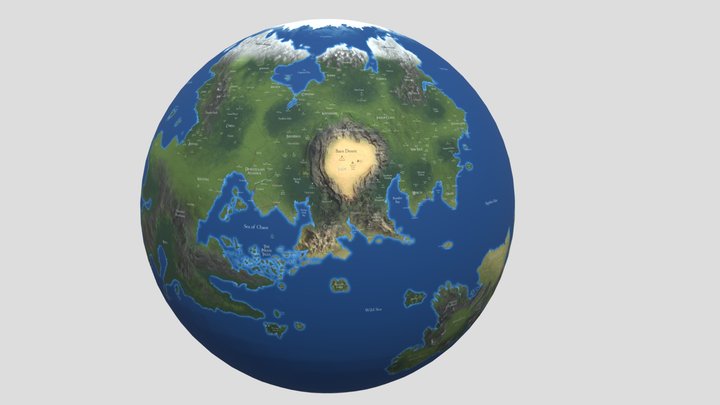 World of Khoras - 3D Planet Map 3D Model