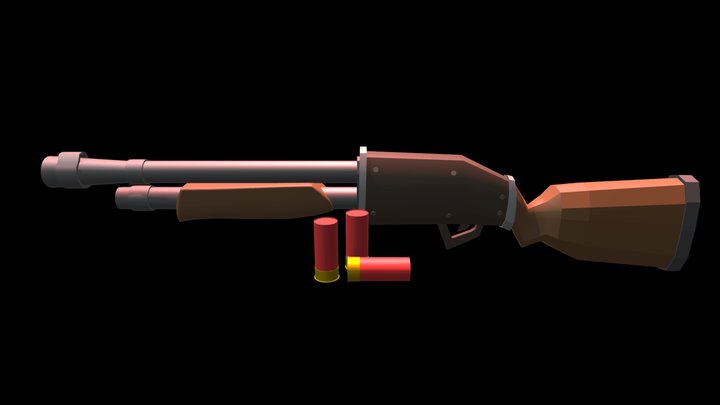 Low poly shotgun 3D Model