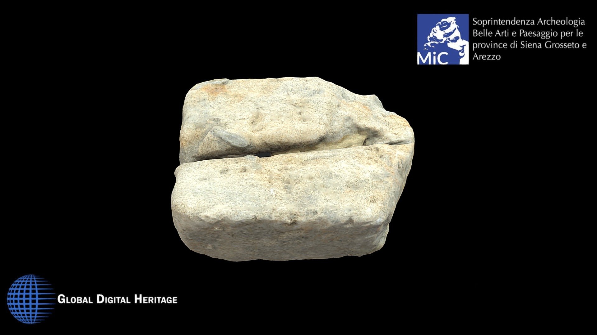 Travertine base for metal offering