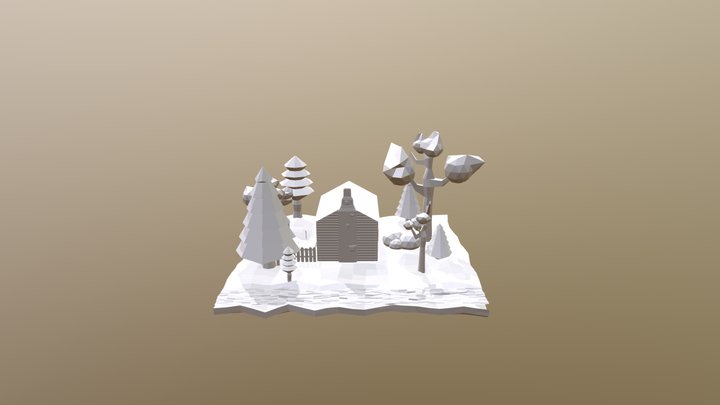 Low poly cabin in the woods 3D Model